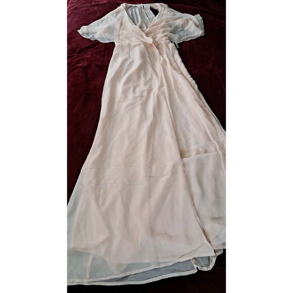 ModCloth Wrapped in Rapture Soft Pink Wrap Dress Maxi Chiffon Capelet Size S NWT - Picture 8 of 12